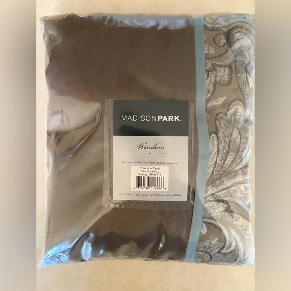 Madison Park Brown & Light Blue Paisley Curtain Panel Pair